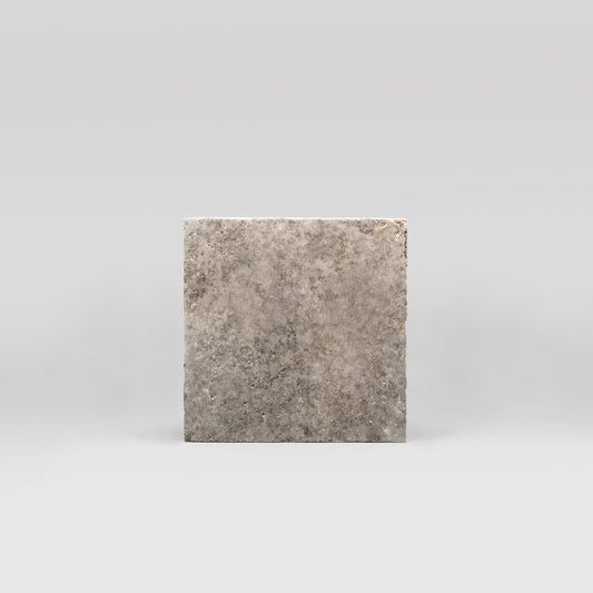 Silver Travertine Tumbled 4"x4" Tile - BigAppleMarble.com