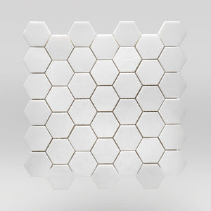 Thassos Polished Hexagon 2" Marble Mosaic 2" / Hexagon BigAppleMarble.com