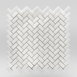 Thassos Polished Mini Herringbone 5/8"x1.25" Marble Mosaic 5/8"x1.25" / Herringbone BigAppleMarble.com