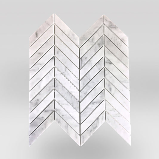 White Carrara Polished Chevron - BigAppleMarble.com