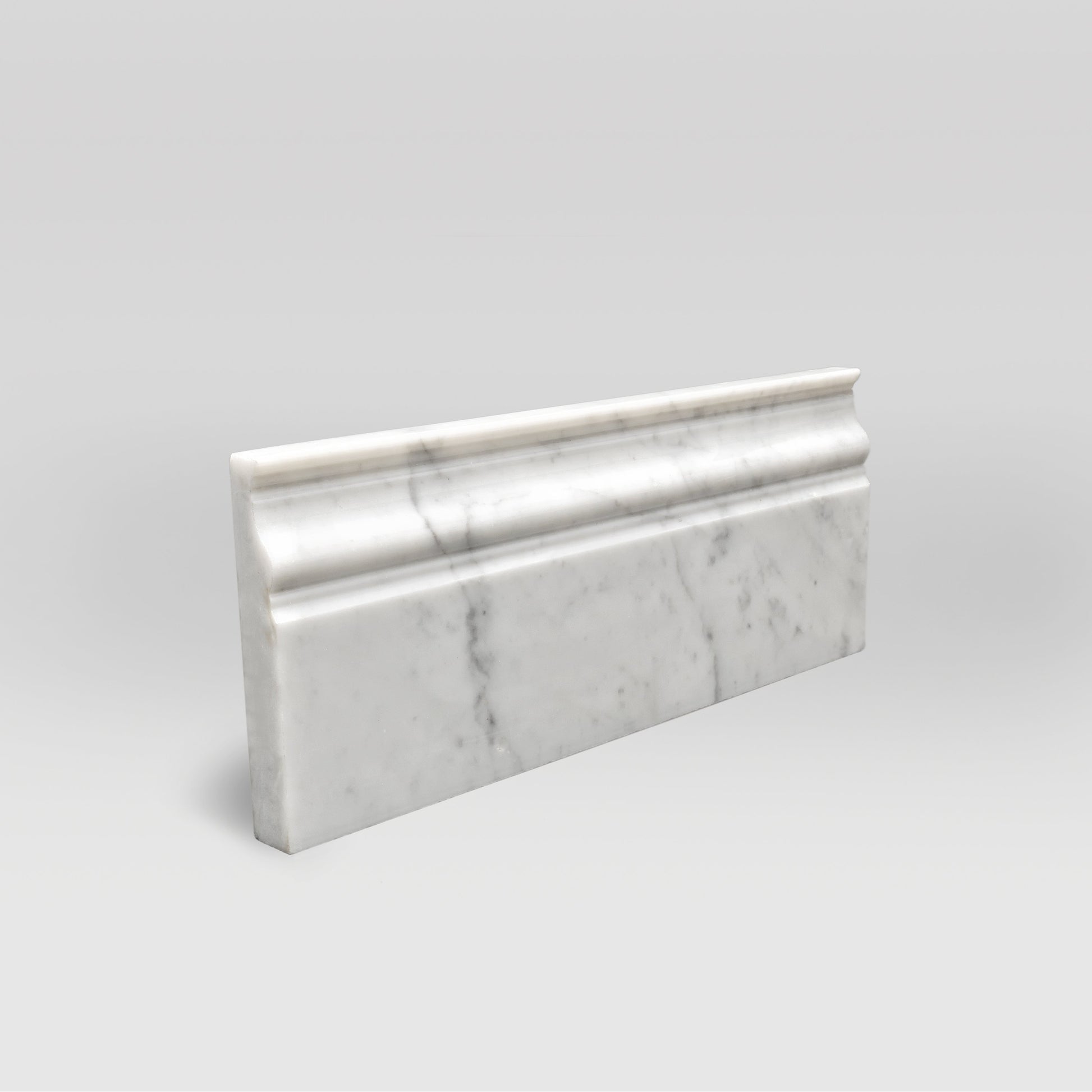 White Carrara Honed Base Marble Moulding Base - BigAppleMarble.com