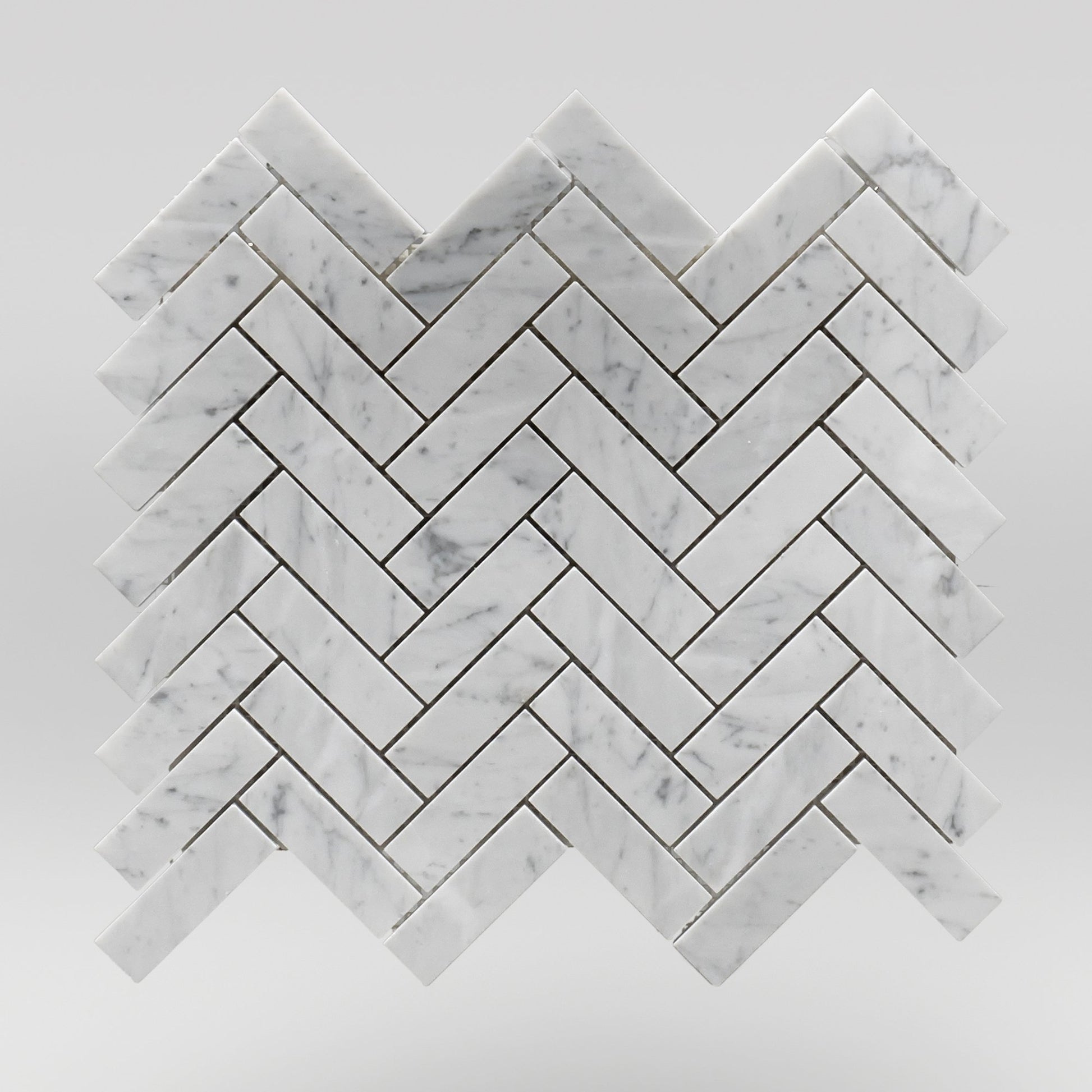 White Carrara Honed Herringbone 1"x3" Marble Mosaic 1"x3" / Herringbone / Polished BigAppleMarble.com