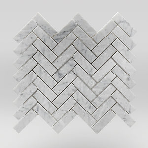 White Carrara Honed Herringbone 1"x3" Marble Mosaic 1"x3" / Herringbone / Polished BigAppleMarble.com