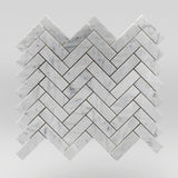 White Carrara Honed Herringbone 1"x3" Marble Mosaic 1"x3" / Herringbone / Polished BigAppleMarble.com