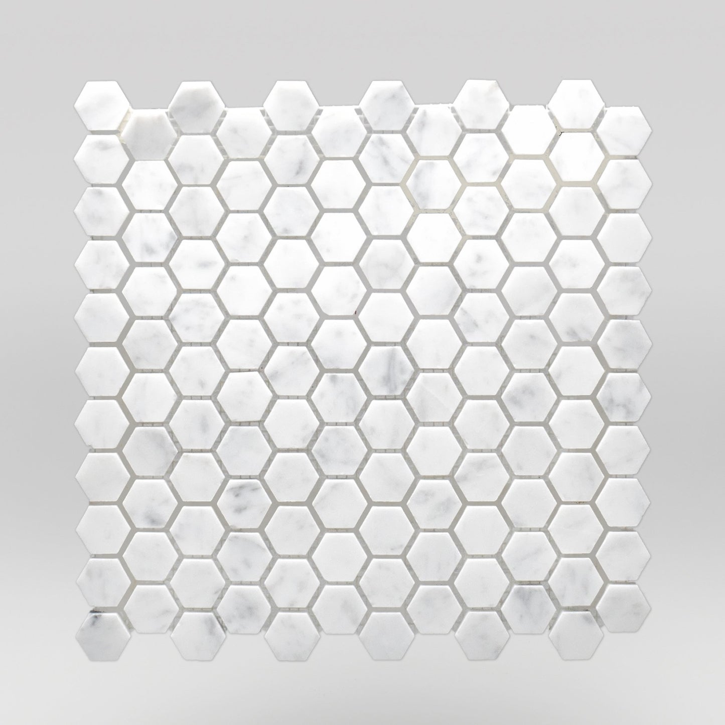 White Carrara Honed Hexagon 1" Marble Mosaic 1" / Hexagon / Polished BigAppleMarble.com