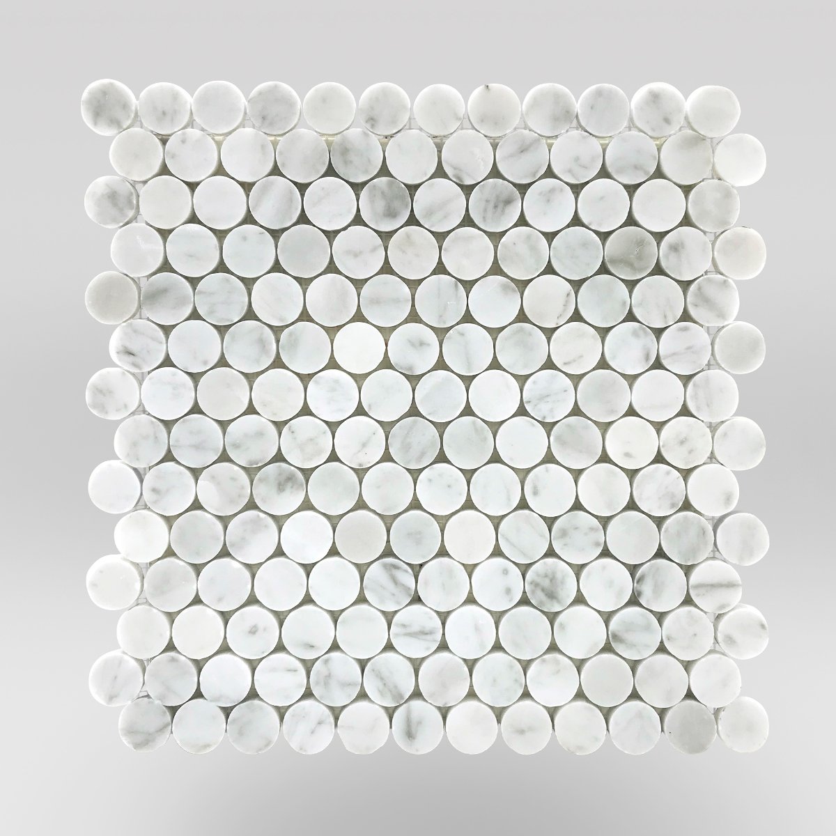 White Carrara Polished Penny Round - BigAppleMarble.com
