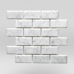 White Carrara Polished 2"x4" Marble Mosaic 2"x4" / Brick / Polished BigAppleMarble.com