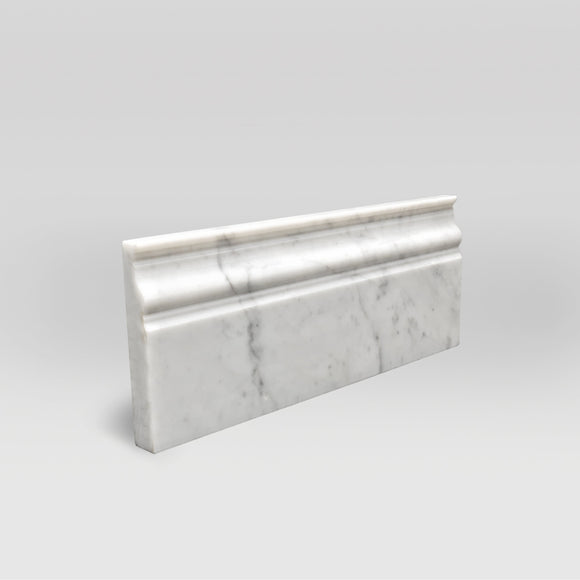 White Carrara Polished Base Marble Moulding - BigAppleMarble.com