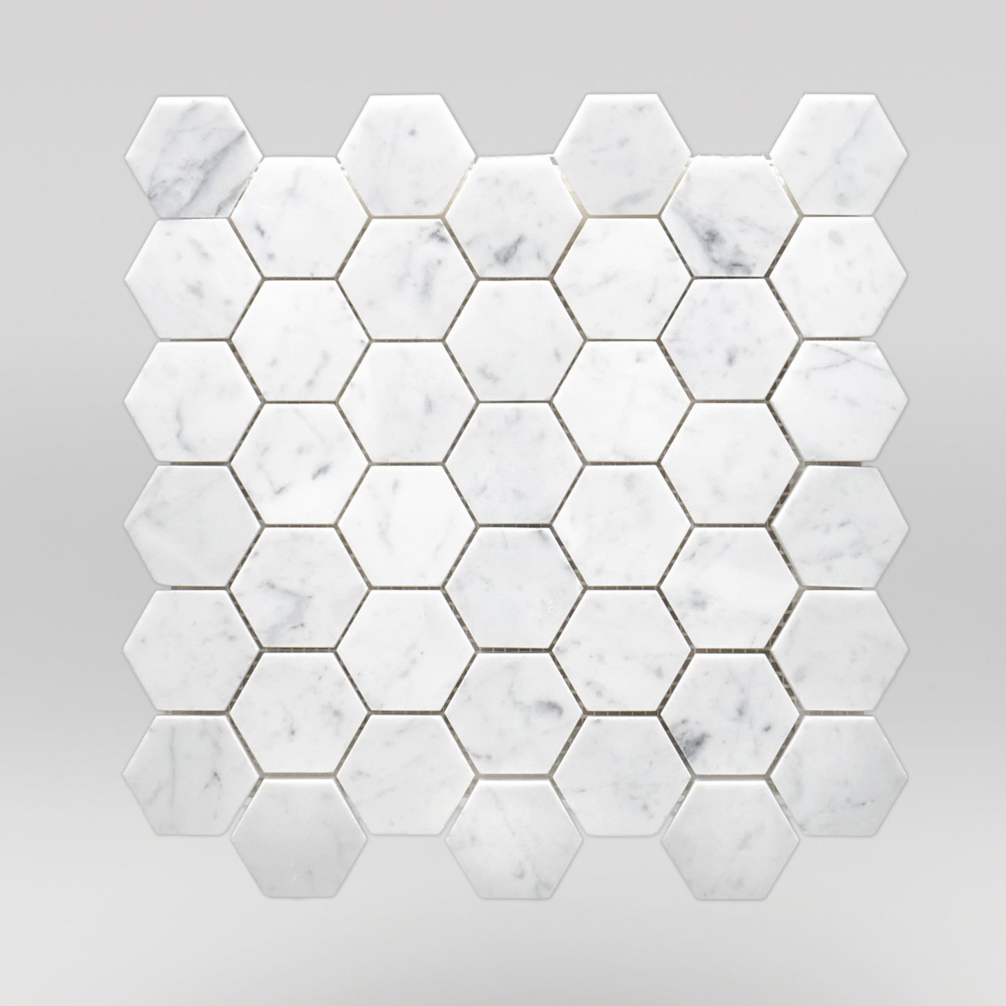 White Carrara Polished Hexagon 2" Marble Mosaic 2" / Hexagon / Polished BigAppleMarble.com
