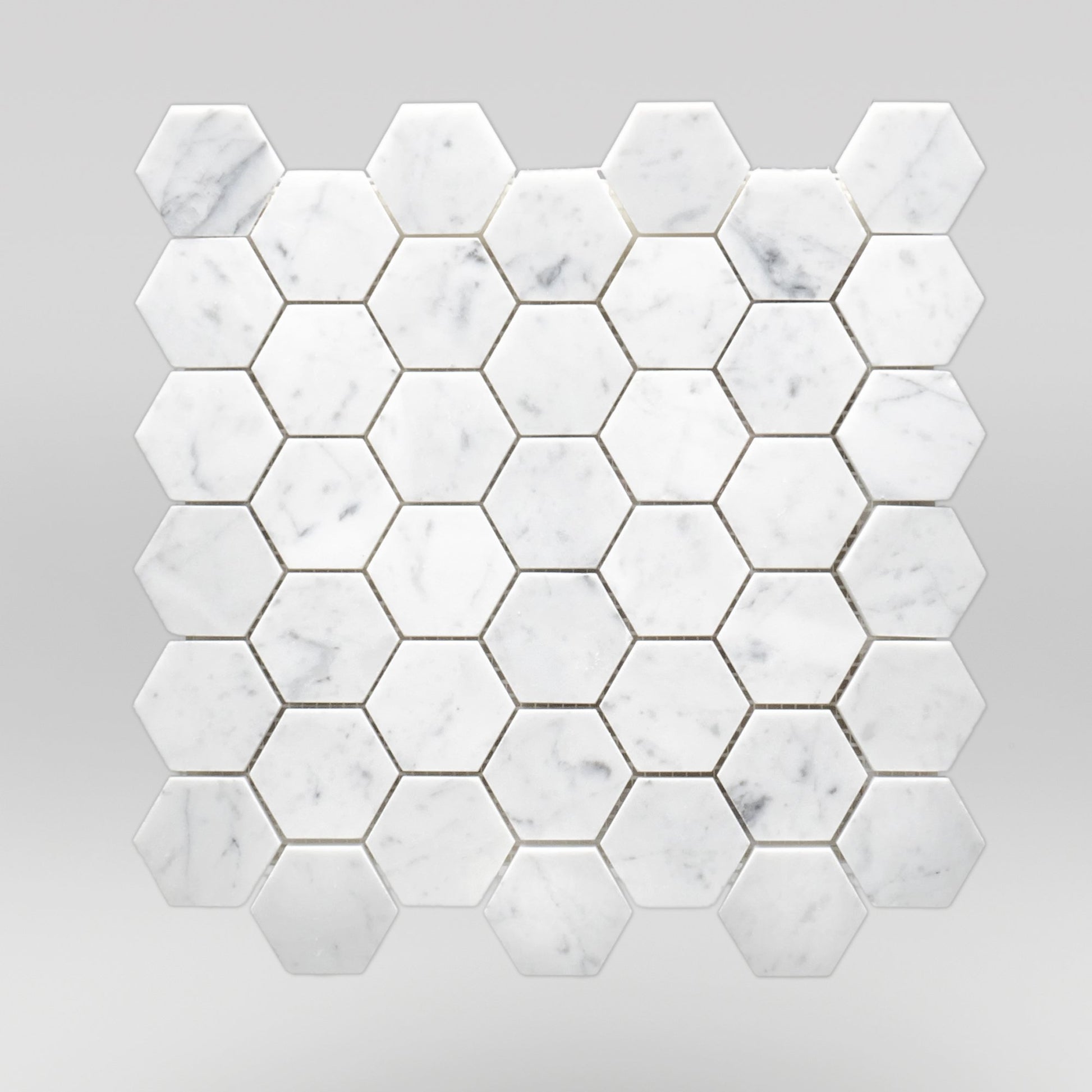 White Carrara Polished Hexagon 2" Marble Mosaic 2" / Hexagon / Polished BigAppleMarble.com