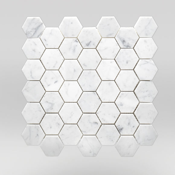 White Carrara Polished Hexagon 2