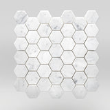 White Carrara Polished Hexagon 2" Marble Mosaic 2" / Hexagon / Polished BigAppleMarble.com