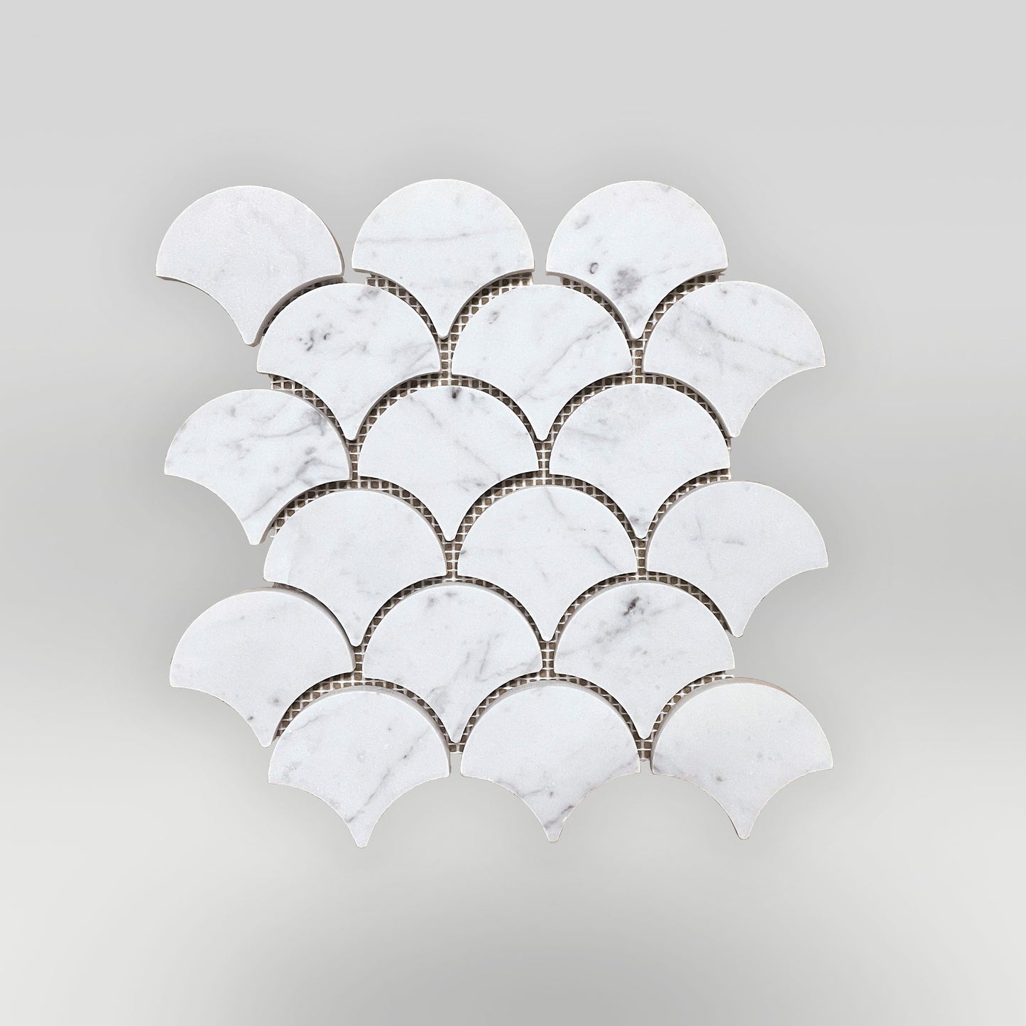 White Carrara Polished Scallop Mosaic
